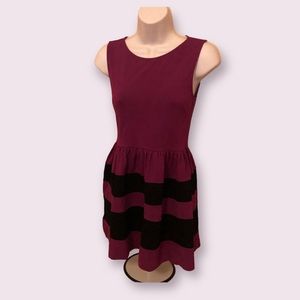 love…ady Fun Dress with Purple Black Striped Skirt, Small, Rayon/Nylon/Spandex